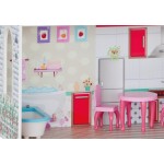 Casa de papusi din lemn MDF - Woodyland Dollhouse  cu lift 116 cm  trei etaje cu mobilier inclus